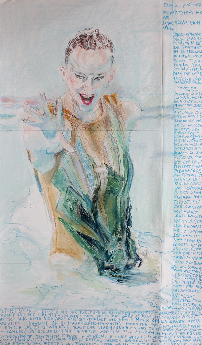 2017 Matrix-Frau I, Pastellkreise auf losem Papier, 100 x 59 cm